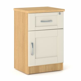 Loxton 1 Door 1 Drawer Bedside Table in Lissa Oak with Cream Fronts