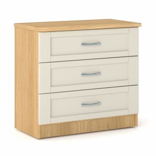 Loxton 3 Drawer Chest in Lissa Oak with Cream Fronts