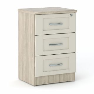 Loxton 3 Drawer Bedside Table in Grey Oak with Cream Fronts