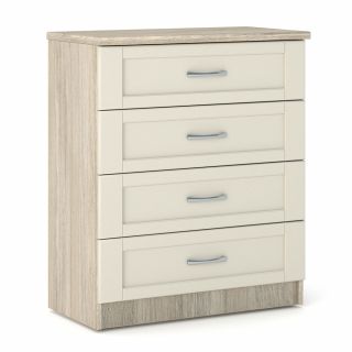 Loxton 4 Drawer Chest in Grey Oak with Cream Fronts