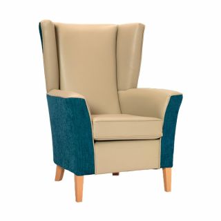 Linwood High Back Chair in Parchment & Darcy Teal
