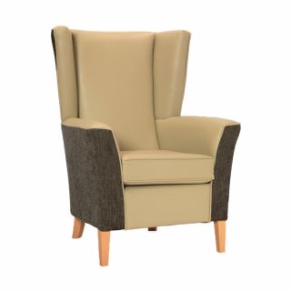 Linwood High Back Chair in Edison Latte & Darcy Steel