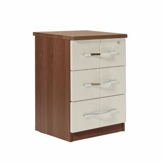 Winscombe 3 Drawer Bedside Table in Walnut with Cream Fronts 