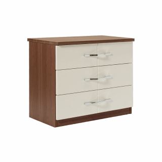 Winscombe 3 Drawer Chest in Walnut with Cream Fronts 