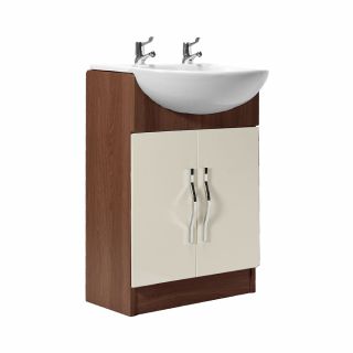 Winscombe 2 Door Vanity Unit in Walnut with Cream Fronts 