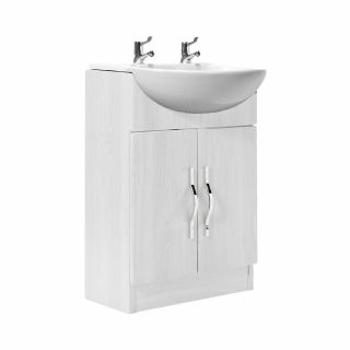 Winscombe 2 Door Vanity Unit in White Ash