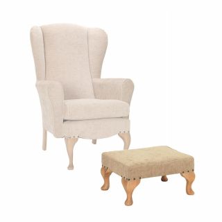 Queen Anne Foot Stool in Ivory Soft Feel
