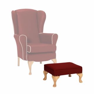 Queen Anne Foot Stool in Port Faux Leather Vinyl